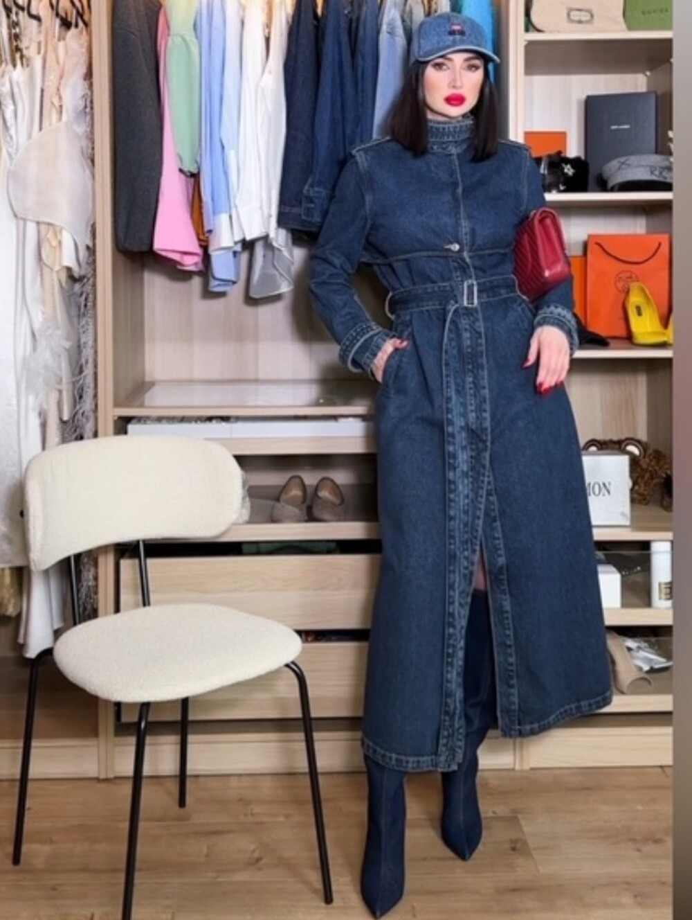 ZARA DENIM TRENCH COAT BELTED NAVY BLUE SIZE M